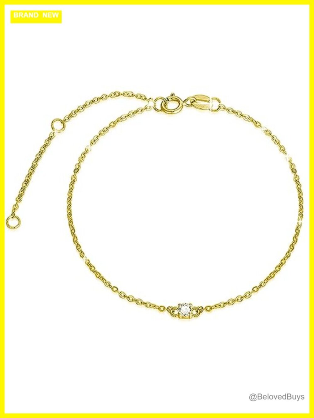 14K Solid Gold Bracelet for Women Real Gold Thin Cubic Zirconia Bracelet